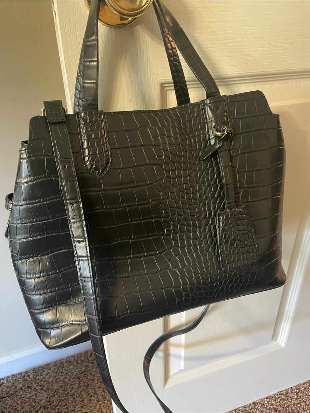 a new day Black Croc-Embossed Tote with Adjustable Strap